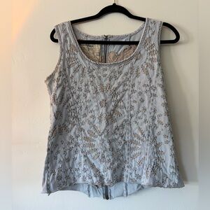 Boho Embroidered 100% Cotton Project Alabama Chic Cutout Tanktop Anthropologie